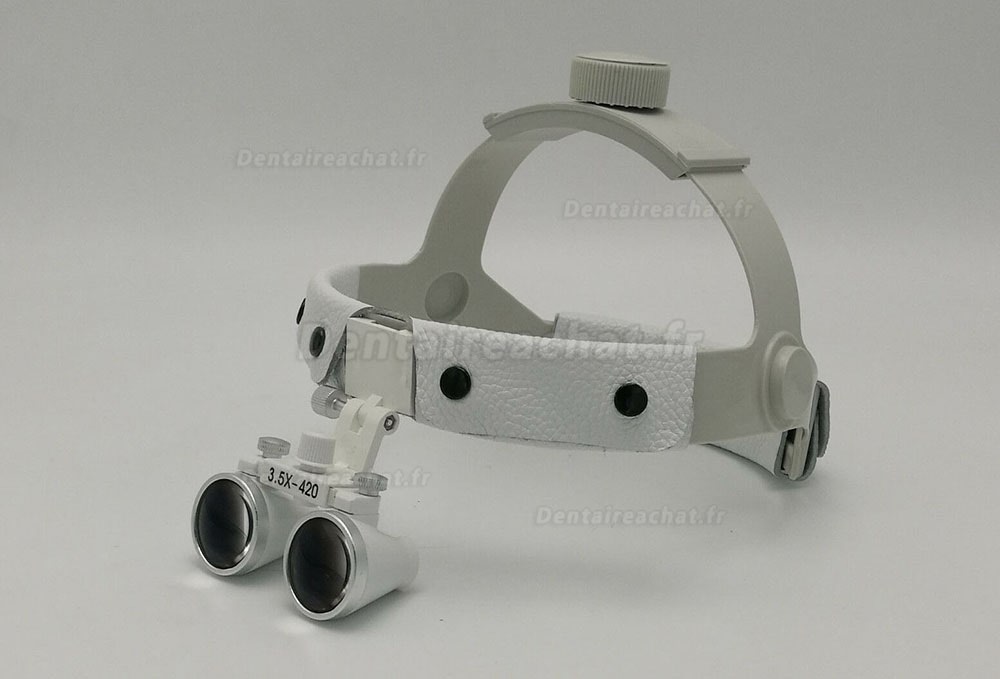 3.5X 420mm Loupe binoculaire dentaire bandeau en cuir + LED lampe frontale médical
